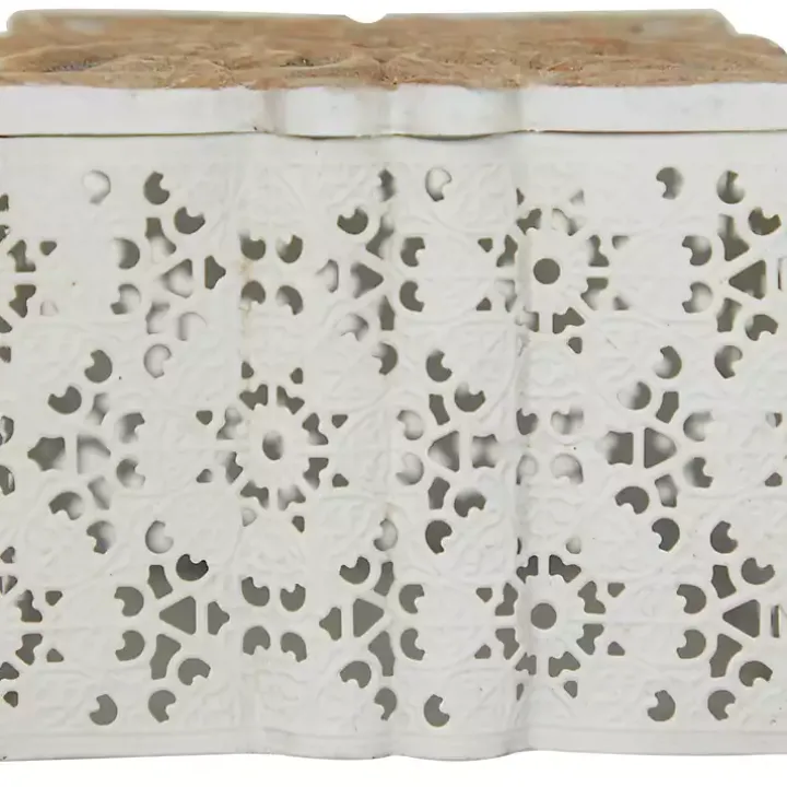 White Metal and Carved Wood Boxes, Set of 3