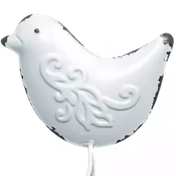 White Metal Bird Statue on Wood Base, 7 in.