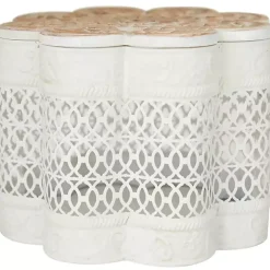 White Metal Floral Carved Boxes, Set of 3
