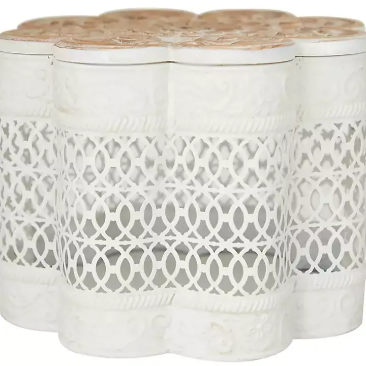 White Metal Floral Carved Boxes, Set of 3