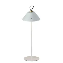 White Metal Frosted Light Cordless Table Lamp