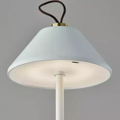 White Metal Frosted Light Cordless Table Lamp
