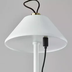 White Metal Frosted Light Cordless Table Lamp