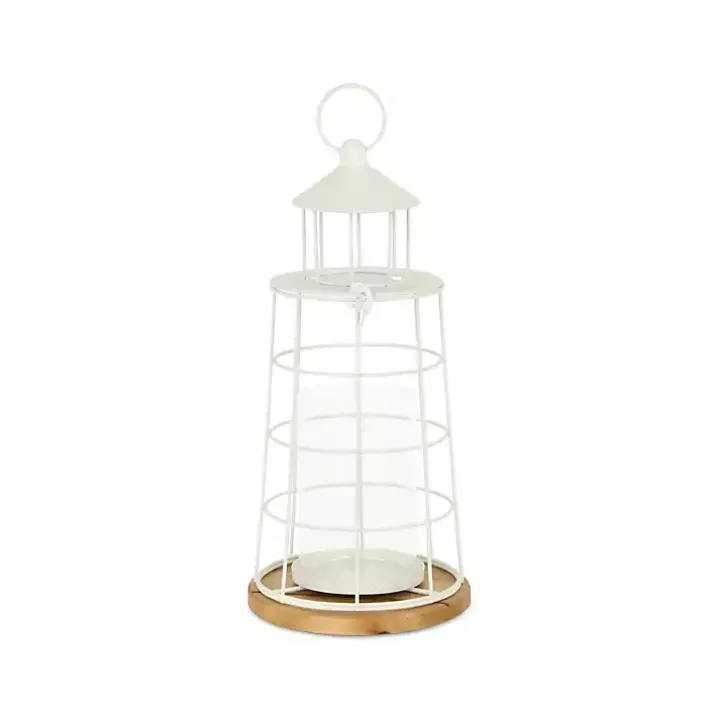 White Metal Lighthouse Lantern, 15 in.