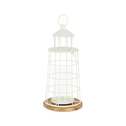 White Metal Lighthouse Lantern, 15 in.