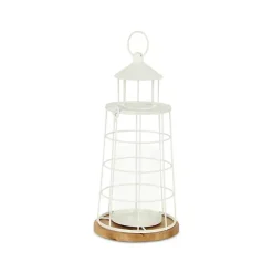 White Metal Lighthouse Lantern, 15 in.