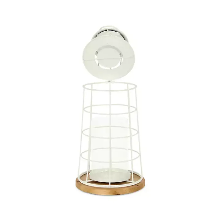 White Metal Lighthouse Lantern, 15 in.