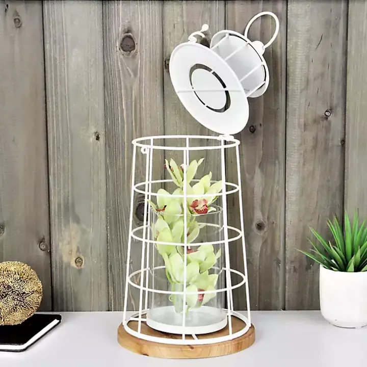 White Metal Lighthouse Lantern, 15 in.