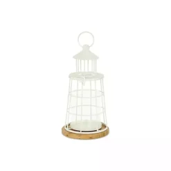 White Metal Lighthouse Lantern, 12 in.