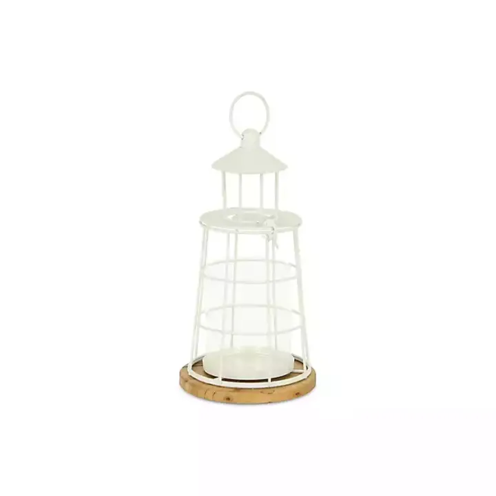White Metal Lighthouse Lantern, 12 in.