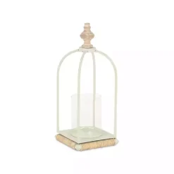 White Metal Rope Wrapped Lantern