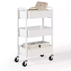 White Metal 3-Tier Organizer Storage Cart