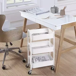White Metal 3-Tier Organizer Storage Cart