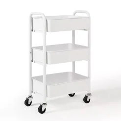 White Metal 3-Tier Organizer Storage Cart