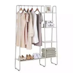 White Metal 4-Tier Shelf Clothing Rack