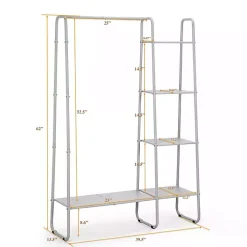 White Metal 4-Tier Shelf Clothing Rack