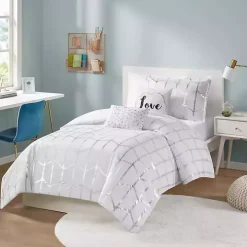 White Metallic 4-pc. Twin/Twin XL Comforter Set