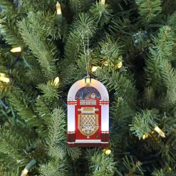White Mini Jukebox LED Christmas Ornament