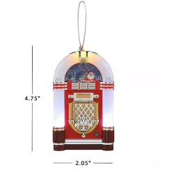 White Mini Jukebox LED Christmas Ornament