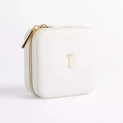 White Monogram T Travel Jewelry Box