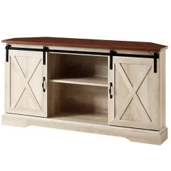 White Oak Sliding Barn Doors Corner TV Stand