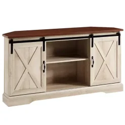 White Oak Sliding Barn Doors Corner TV Stand