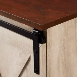 White Oak Sliding Barn Doors Corner TV Stand