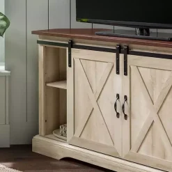White Oak Sliding Barn Doors Corner TV Stand