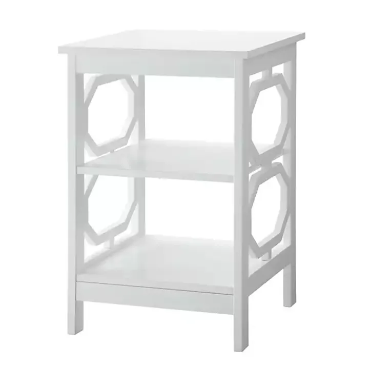 White Octagon 2-Shelf Accent Table