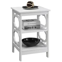 White Octagon 2-Shelf Accent Table