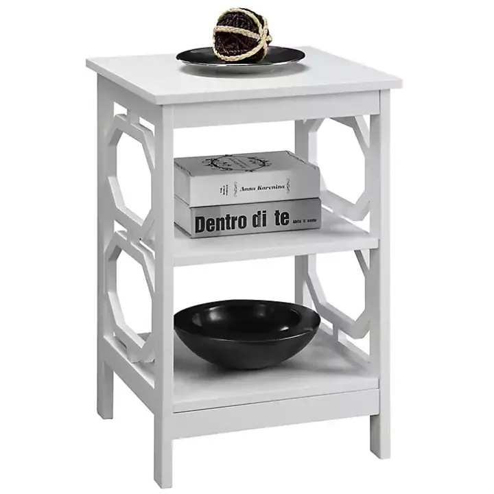 White Octagon 2-Shelf Accent Table