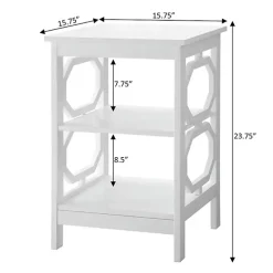 White Octagon 2-Shelf Accent Table
