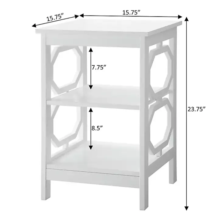 White Octagon 2-Shelf Accent Table
