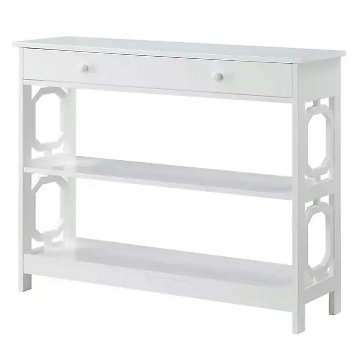 White Octagon 2-Shelf Console Table
