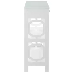 White Octagon 2-Shelf Console Table