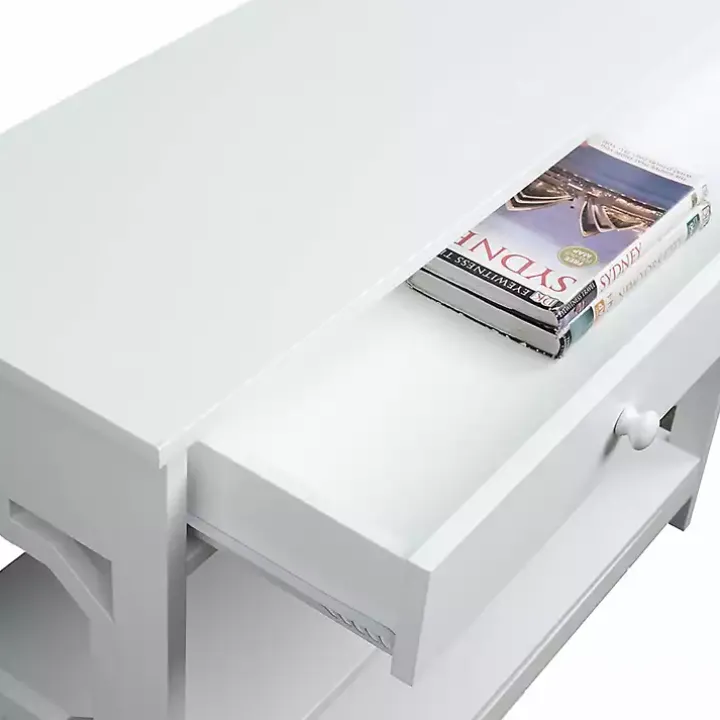 White Octagon 2-Shelf Console Table