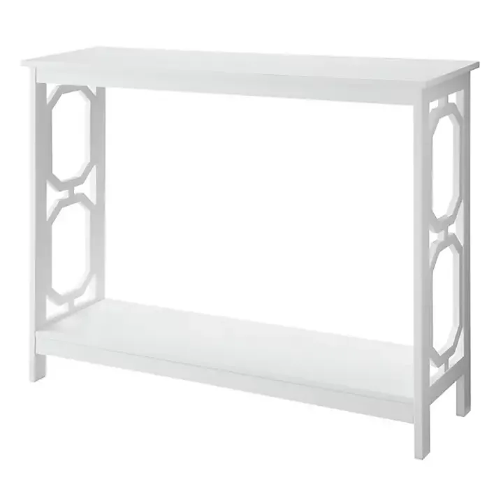 White Octagon Single Shelf Console Table