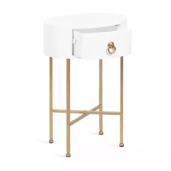 White Oval Decklyn Accent Table