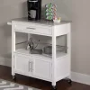 White Parker Granite Top Rolling Kitchen Cart