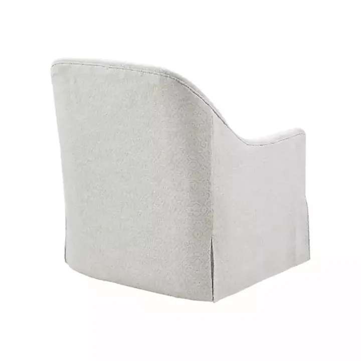 White Patterned Upholstered Swivel Glider Chair