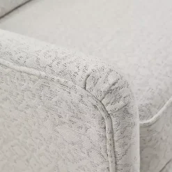 White Patterned Upholstered Swivel Glider Chair