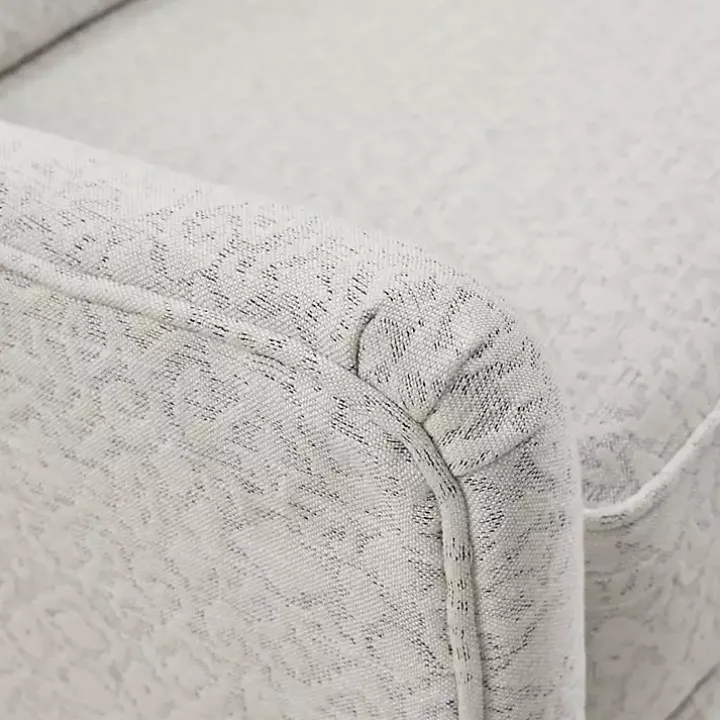 White Patterned Upholstered Swivel Glider Chair