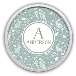 White Personalized Blue Bunnies Wall Plaque