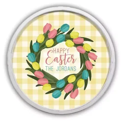 White Personalized Happy Easter Tulip Wall Plaque