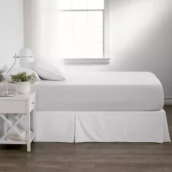 White Pleated Microfiber Queen Bed Skirt