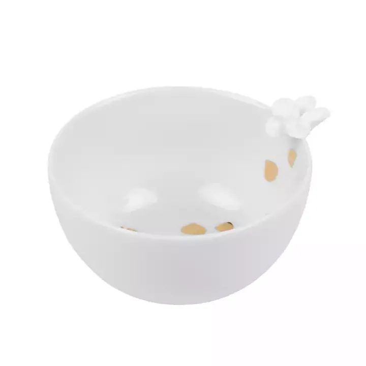 White Porcelain Floral Decorative Bowl
