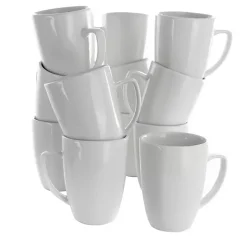 White Porcelain Mugs, Set of 12