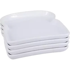 White Porcelain Toast Plates, Set of 4