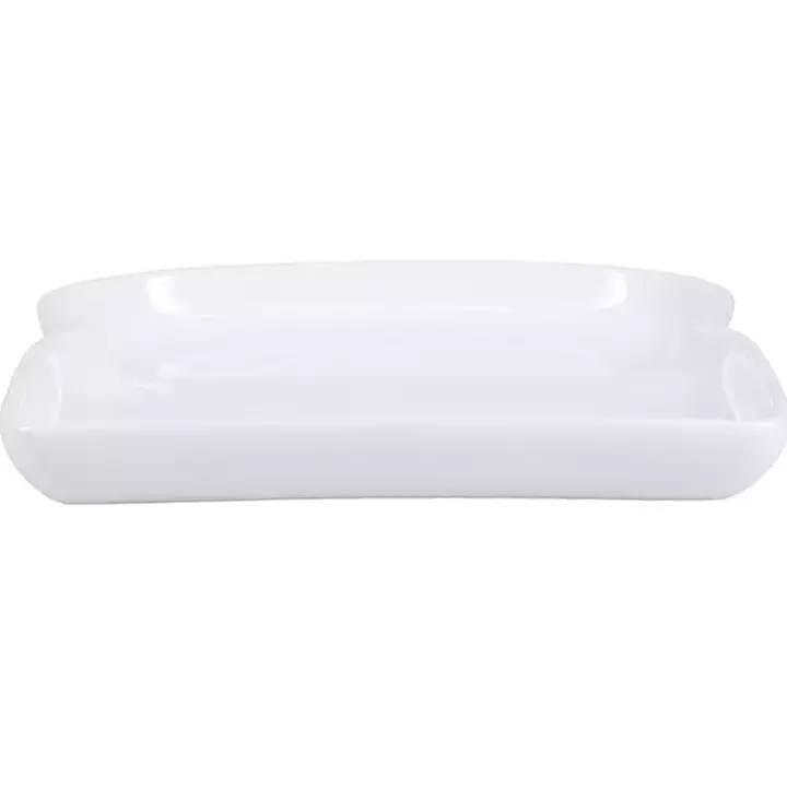 White Porcelain Toast Plates, Set of 4