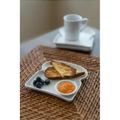 White Porcelain Toast Plates, Set of 4